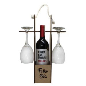 VINERA MADERA CON PORTA COPAS LAZO MDF